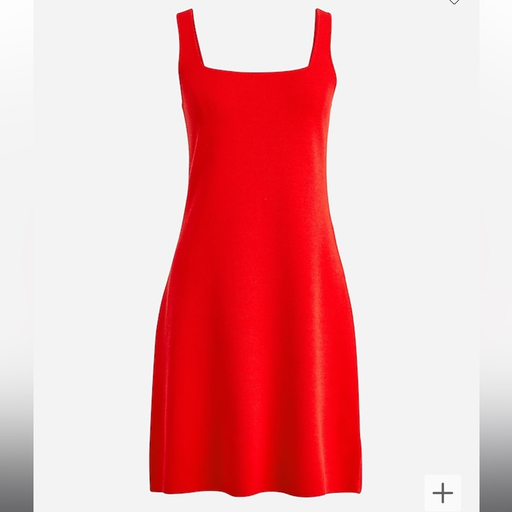 J. Crew square neck mini sweater dress, size small, red, like new condition.